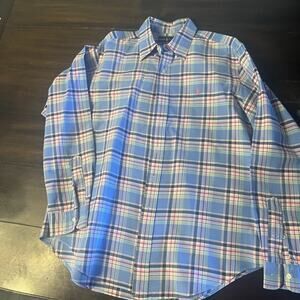 Polo Ralph Lauren Shirt Mens Large Blue Plaid Long Sleeve Button Up Preppy